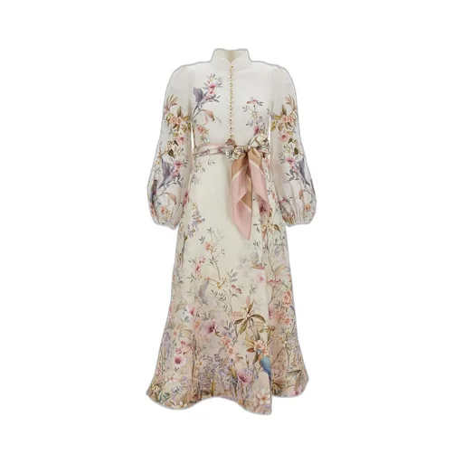 Floral Print Midi Dress With Bow Detail