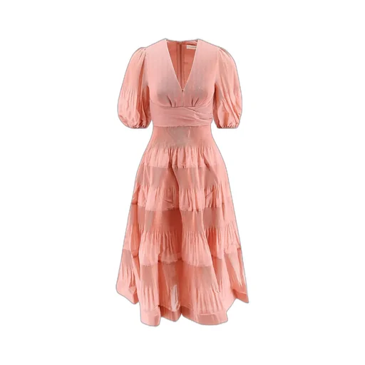 Tiered Pleated Midi Dress