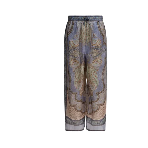 Paisley Print Silk Pajama Pants