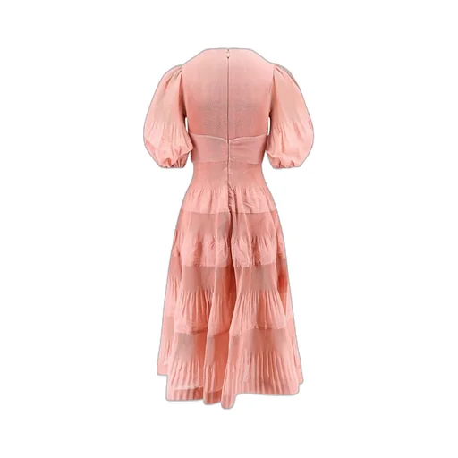 Tiered Pleated Midi Dress