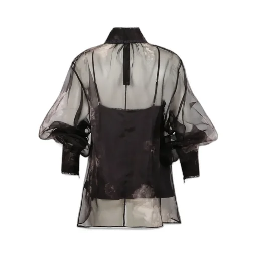 Sheer Floral Print Blouse With Pussy-Bow