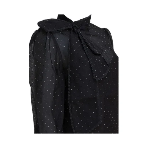 Sheer Polka Dot Blouse With Pussy-Bow