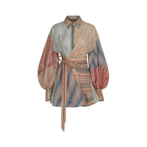 Striped Patchwork Wrap Dress