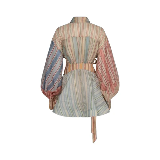 Striped Patchwork Wrap Dress