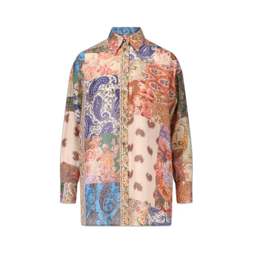 Patchwork Print Silk Shirt