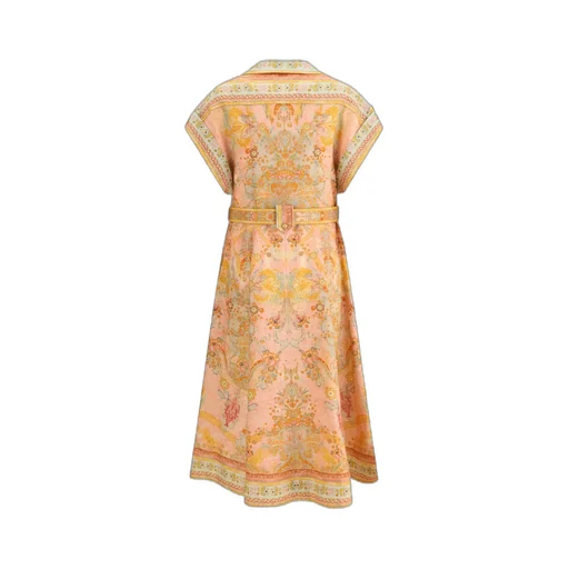 Printed Belted Midi Dress