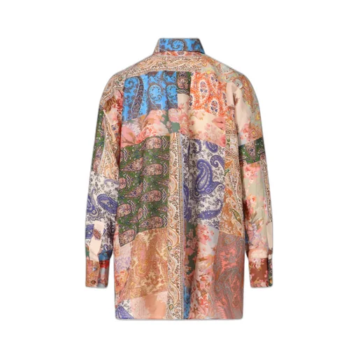 Patchwork Print Silk Shirt