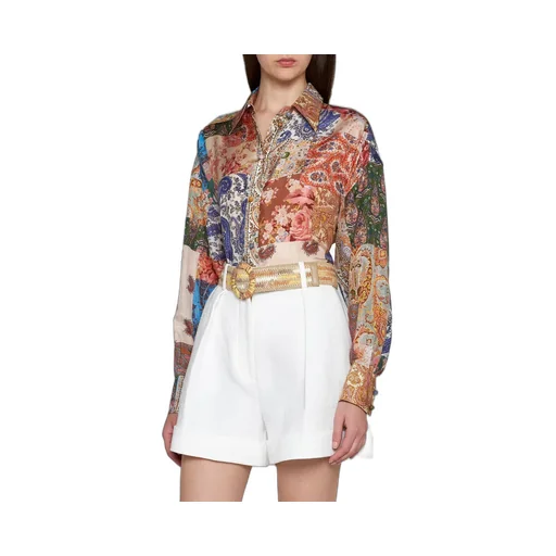 Patchwork Print Silk Shirt