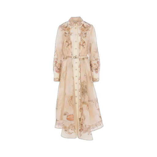 Printed Silk Organza Shirt Dress