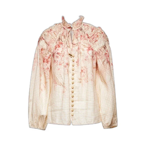 Ruffled Floral Print Blouse