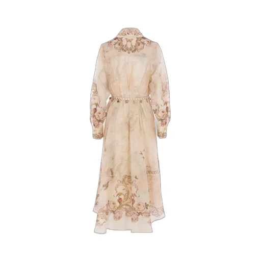 Printed Silk Organza Shirt Dress