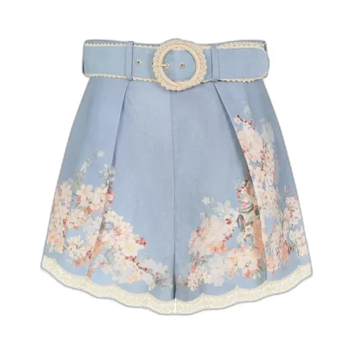 High-Waisted Shorts With Floral Print