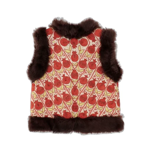 Embroidered Vest With Fur Trim