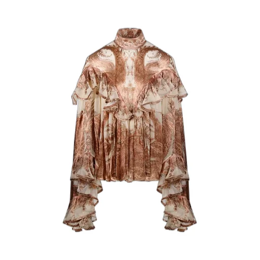 Ruffled Paisley Print Blouse