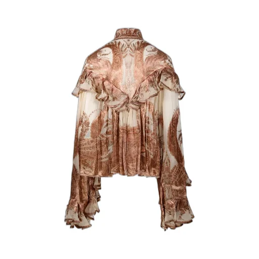 Ruffled Paisley Print Blouse