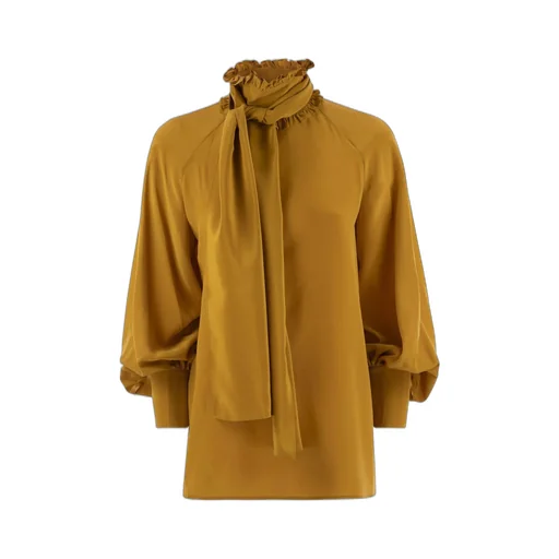 Ruffled Neck Tie Blouse