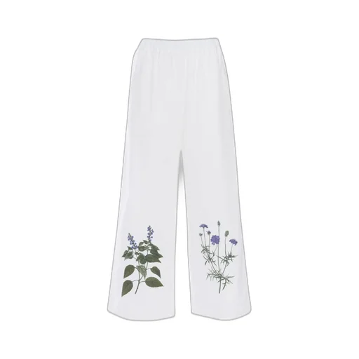Wide-Leg Pants With Floral Embroidery