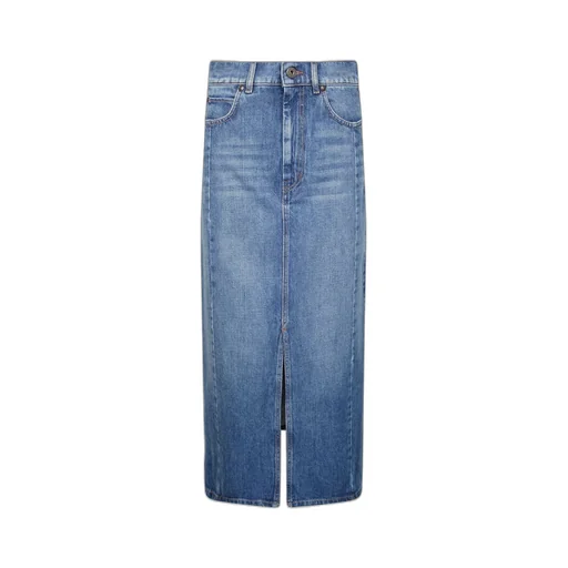 Maxi Denim Skirt With Slit