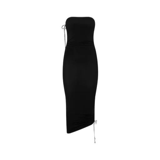 Strapless Ruched Midi Dress