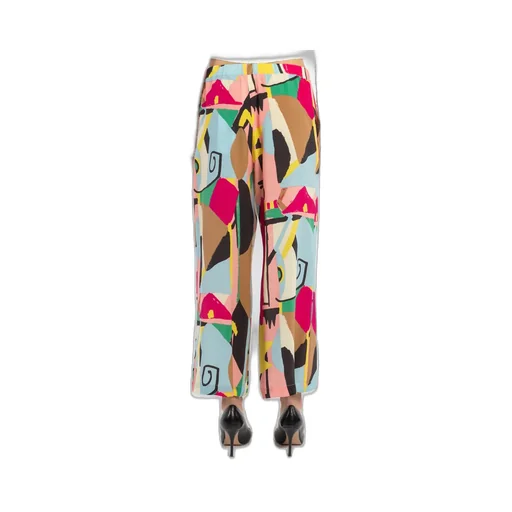 Wide-Leg Printed Trousers