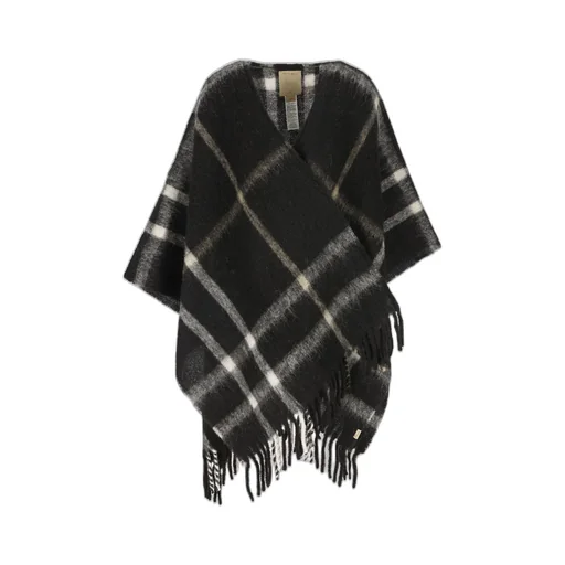 Plaid Wool Blend Poncho