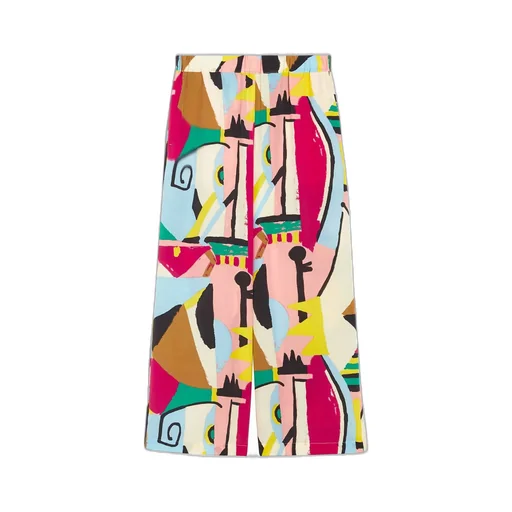 Wide-Leg Printed Trousers