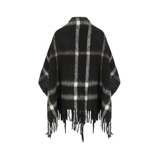 Plaid Wool Blend Poncho
