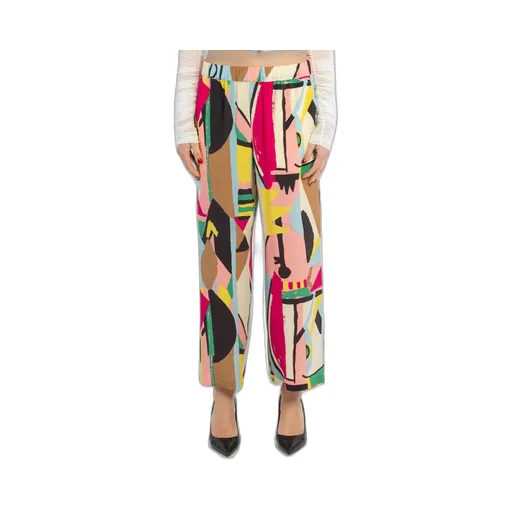 Wide-Leg Printed Trousers