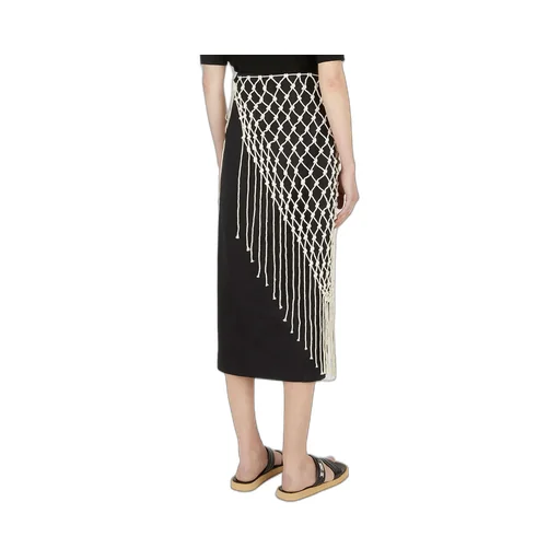 Midi Skirt With Macrame Overlay