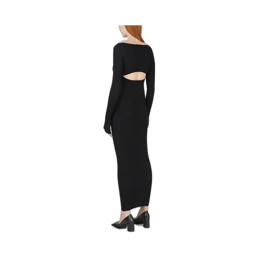 Ribbed Knit Maxi Dress With Cut-Out Detail