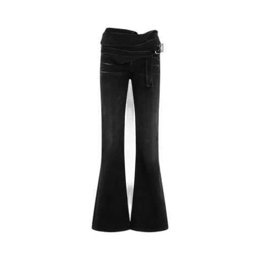 Flared Jeans With Belted Waist