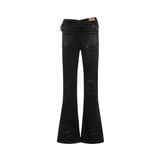 Flared Jeans With Belted Waist
