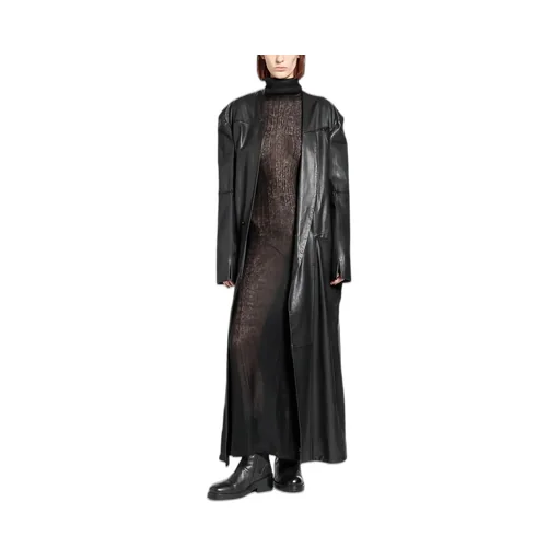 Asymmetric Leather Jacket With Knit Inserts