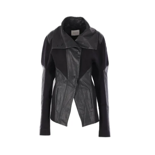 Asymmetric Leather And Knit Jacket