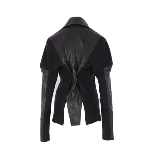 Asymmetric Leather And Knit Jacket
