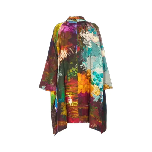 Abstract Print Kimono Coat