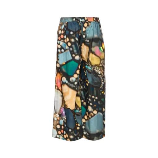 Wide-Leg Printed Trousers