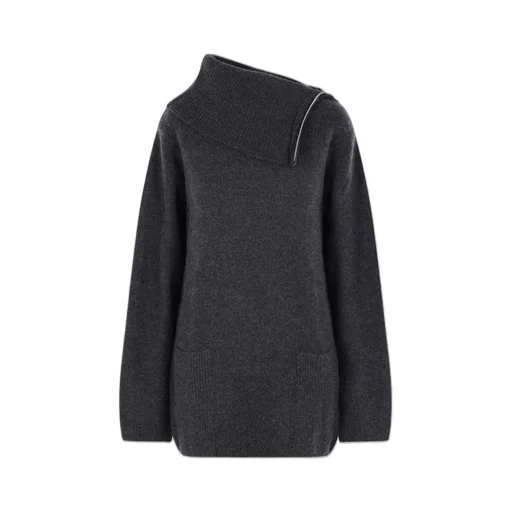 Asymmetric Zip Neck Sweater