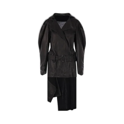 Asymmetric Leather Trench Coat