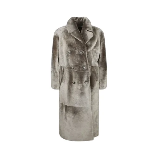 Double-Breasted Faux Fur Coat