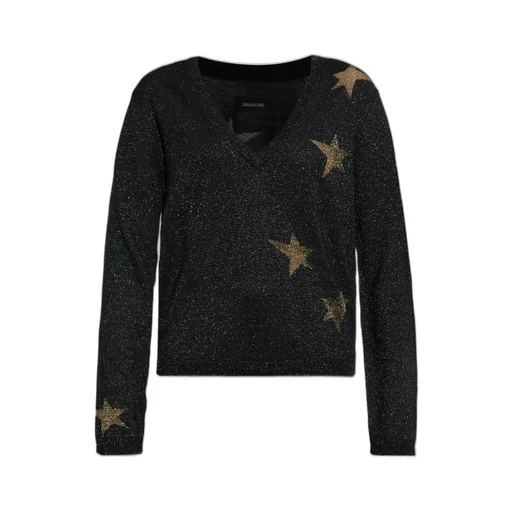 V-Neck Sweater With Star Print