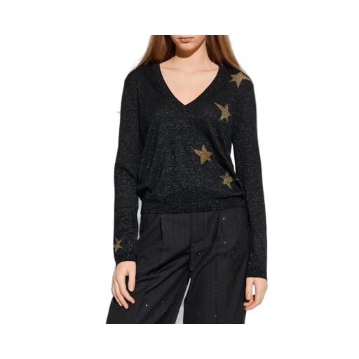 V-Neck Sweater With Star Print