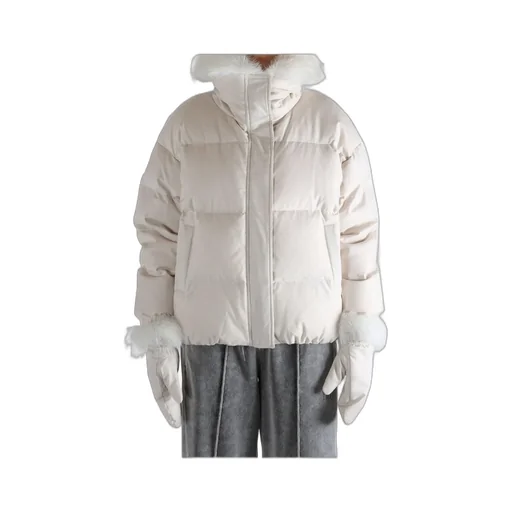 Puffer Jacket With Fur Trim