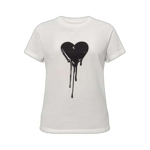 T-Shirt With Dripping Heart Graphic