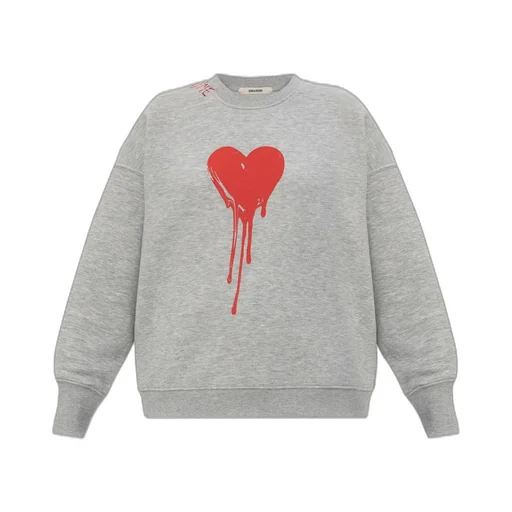 Sweatshirt With Dripping Heart Print