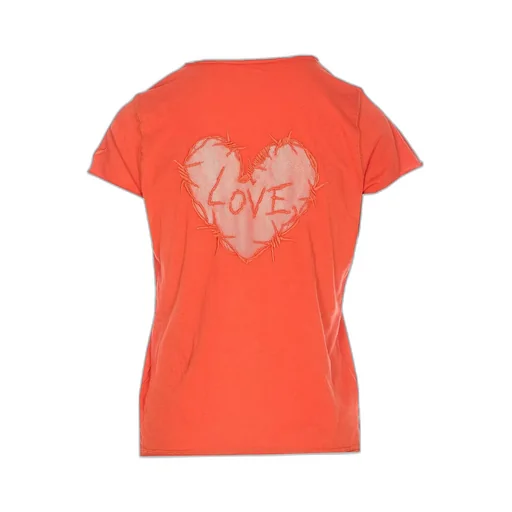 T-Shirt With Heart And Barbed Wire Graphic