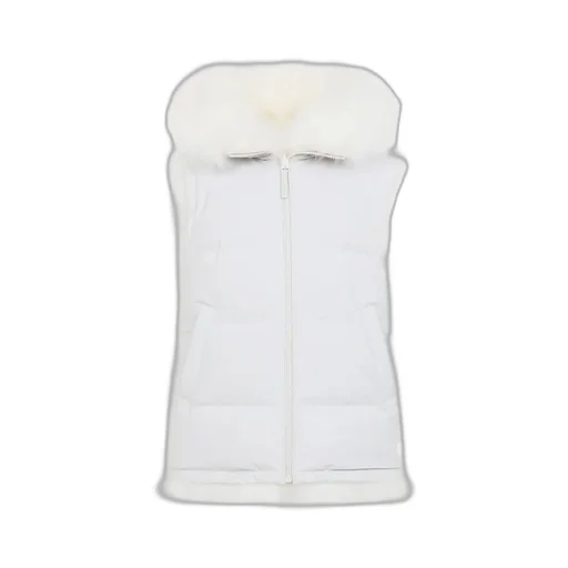 Sleeveless Down Vest With Fur Trim