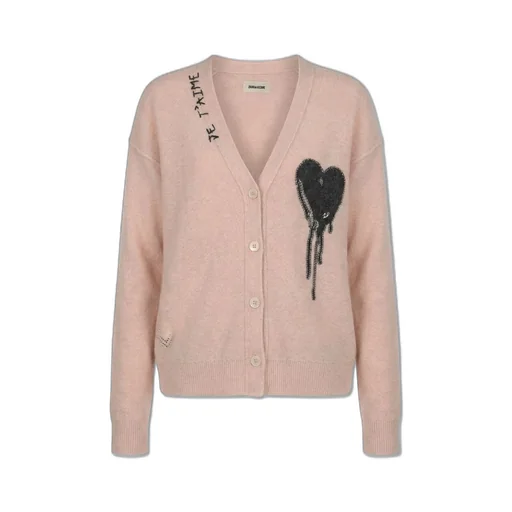 Cardigan With Heart Print