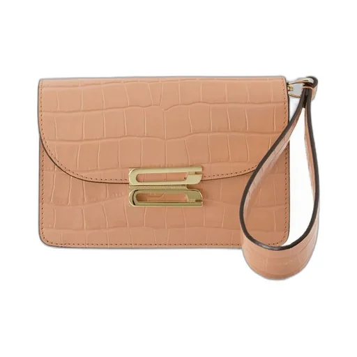 Crocodile-Embossed Leather Clutch