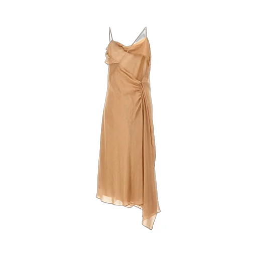 Asymmetric Ruffle Midi Dress